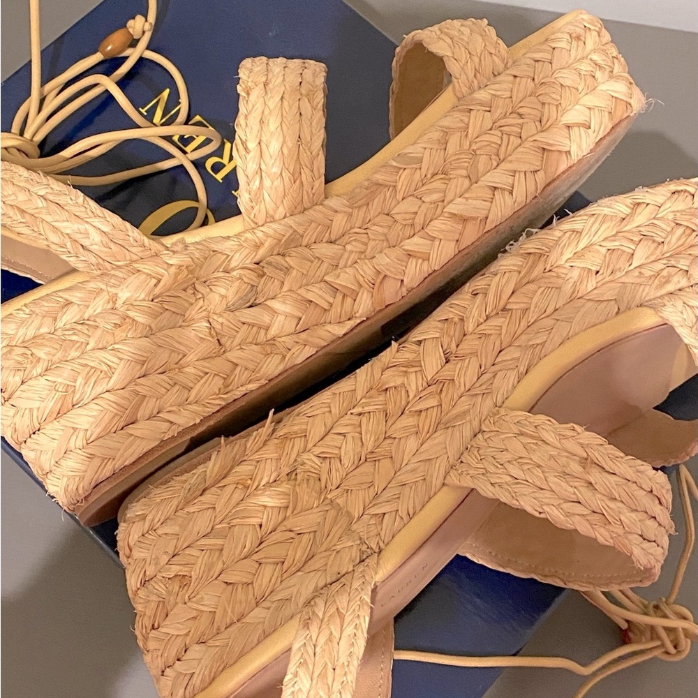 Polo Ralph Lauren Raffia Platform Shoe sz 7.5 - Picture 15 of 15